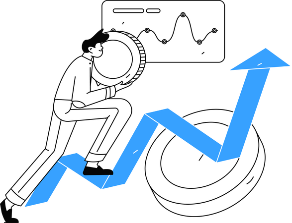 Mann verdient Gewinn aus Investition  Illustration