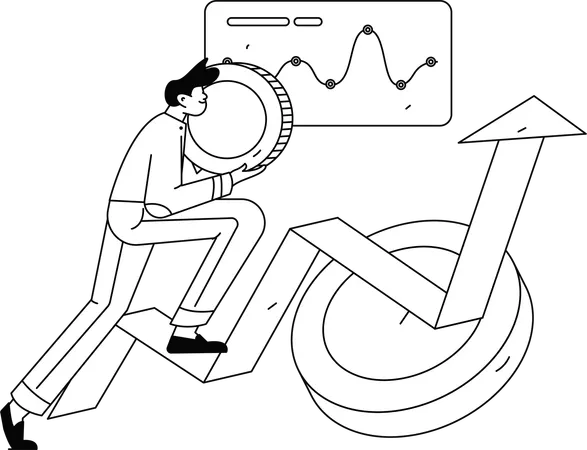 Mann verdient Gewinn aus Investition  Illustration