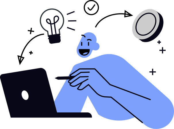 Mann verdient online Geld  Illustration