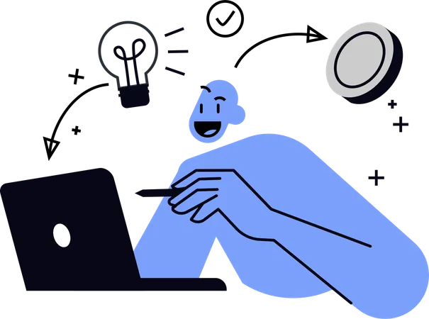 Mann verdient online Geld  Illustration