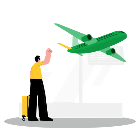 Mann verpasste Flugzeug  Illustration