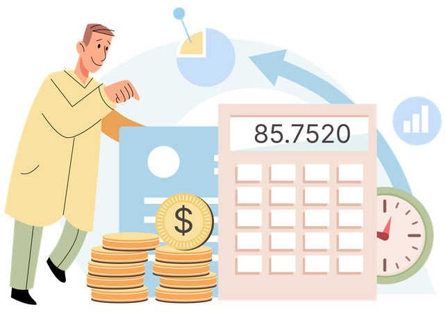 Mann, der seine persönlichen Finanzen verwaltet  Illustration