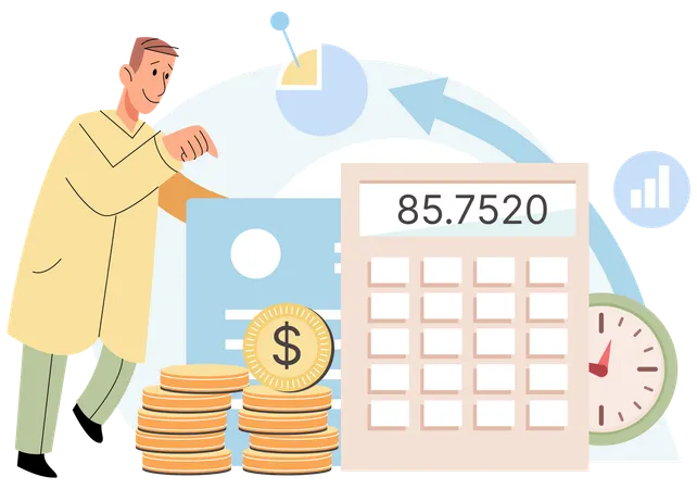 Mann, der seine persönlichen Finanzen verwaltet  Illustration