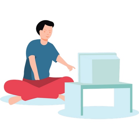 Mann vor dem Fernseher  Illustration
