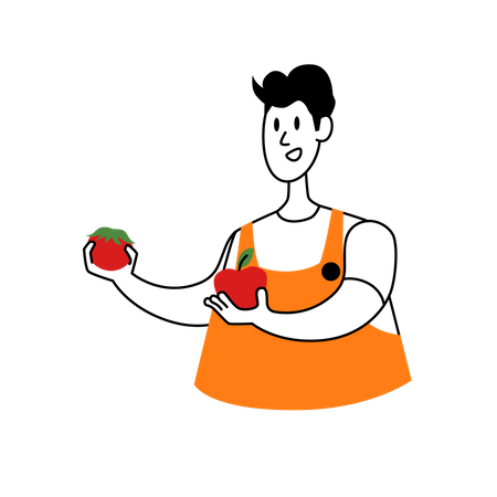 Mann wählt Essen aus  Illustration