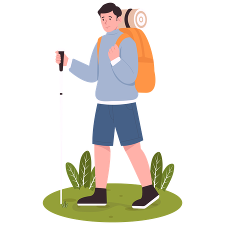 Mann wandert mit Rucksack  Illustration