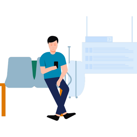 Mann wartet auf Flug  Illustration