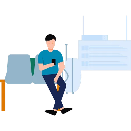 Mann wartet auf Flug  Illustration