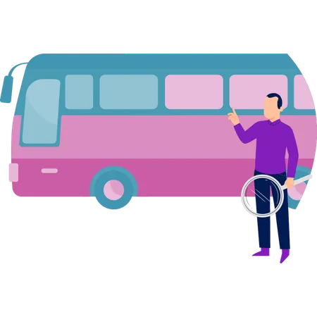 Mann geht Bus überprüfen  Illustration