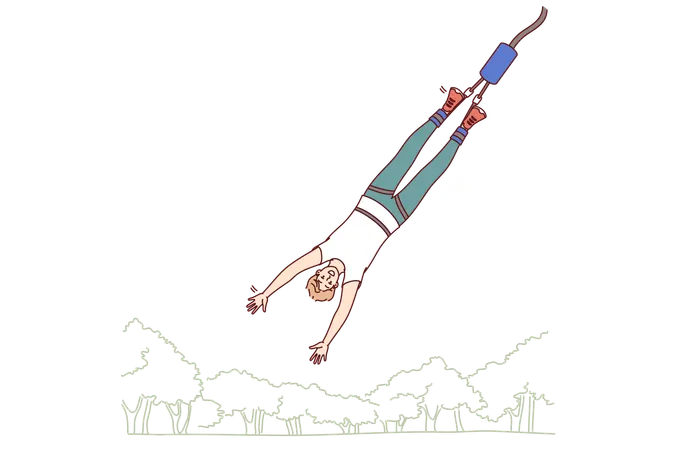 Mann wird süchtig nach Bungee-Jumping, einem Extremsport, der Adrenalin ins Blut freisetzt  Illustration