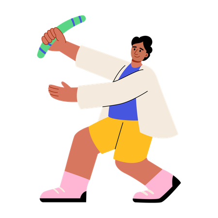 Mann wirft Bumerang  Illustration