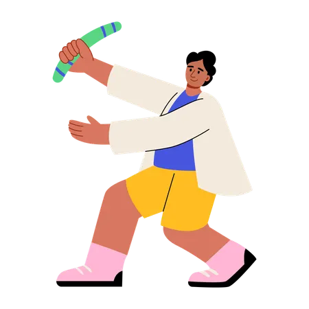 Mann wirft Bumerang  Illustration
