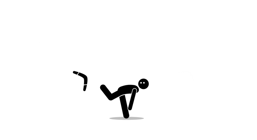 Mann wirft einen Bumerang  Illustration