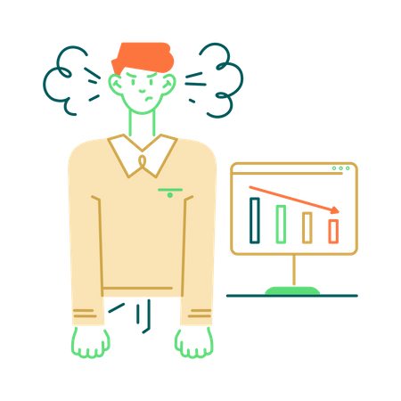 Mann verärgert über schlechte Statistik  Illustration