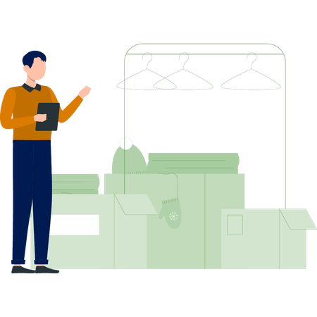 Mann zählte Ankunftskartons  Illustration