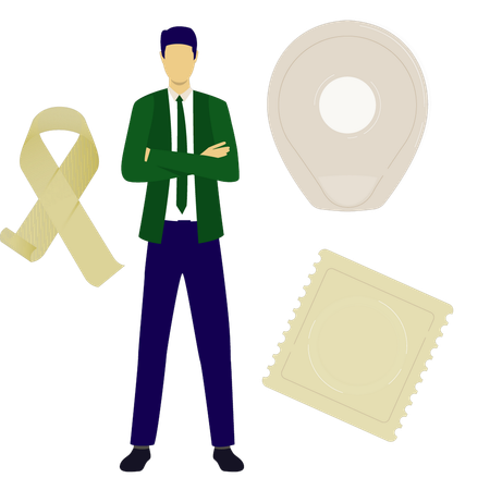 Mann zeigt Aids-Aufklärung  Illustration