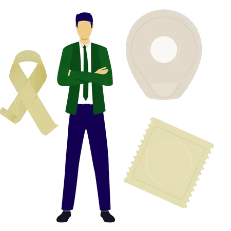 Mann zeigt Aids-Aufklärung  Illustration
