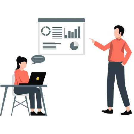 Mann zeigt Besprechungsdiagramm  Illustration