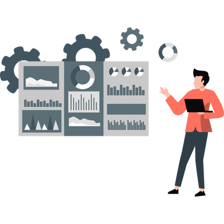 Mann zeigt auf ein Diagramm  Illustration