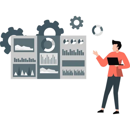 Mann zeigt auf ein Diagramm  Illustration