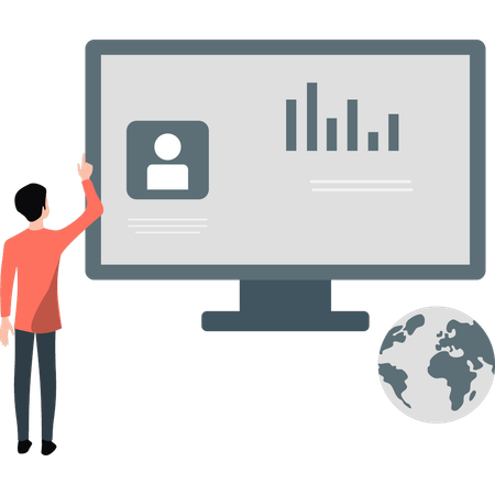 Mann zeigt auf Diagramm  Illustration