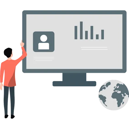 Mann zeigt auf Diagramm  Illustration