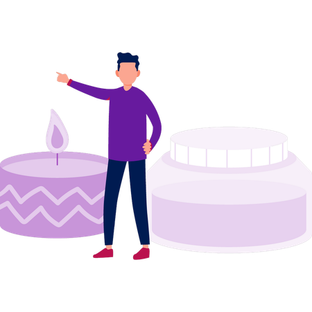 Mann zeigt Hautpflegecreme  Illustration