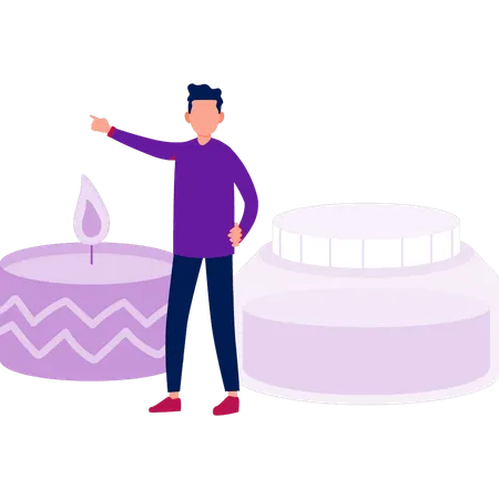 Mann zeigt Hautpflegecreme  Illustration