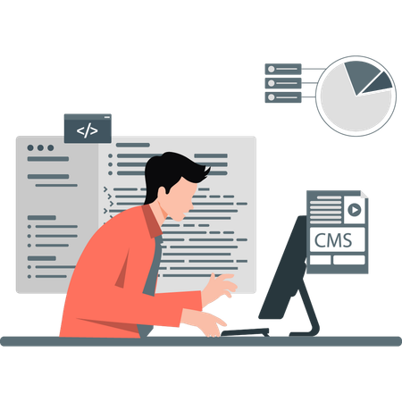 Mann zeigt Informationssicherheitsanalyst  Illustration