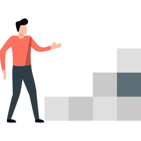 Mann zeigt auf Lieferkartons  Illustration