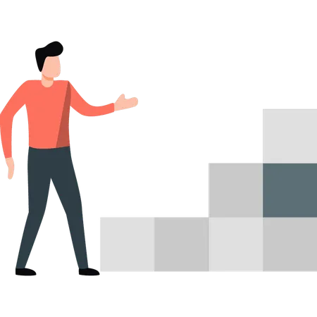 Mann zeigt auf Lieferkartons  Illustration