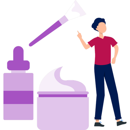 Mann zeigt Schönheitspinsel  Illustration