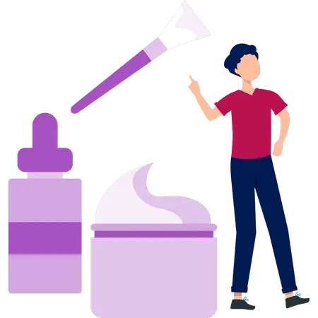 Mann zeigt Schönheitspinsel  Illustration