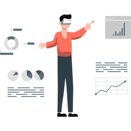 Mann zeigt auf Webseite  Illustration