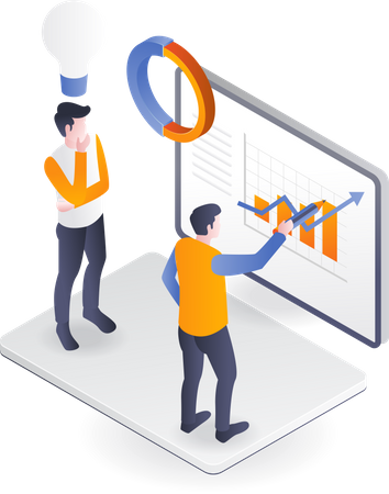 Mann zeigt Investitionswachstumsdiagramm  Illustration