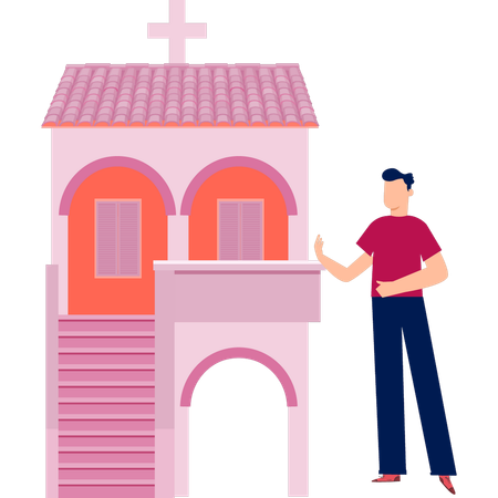 Mann zeigt katholisches Äußeres  Illustration