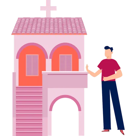 Mann zeigt katholisches Äußeres  Illustration