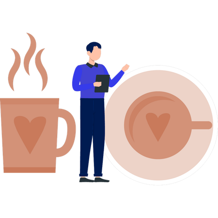 Mann zeigt Latte Art  Illustration
