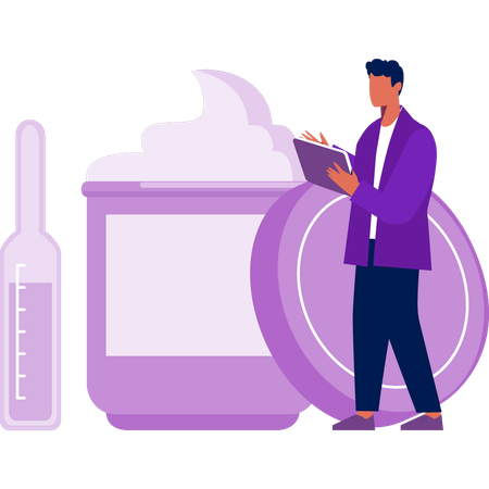 Mann zeigt Lotion Creme  Illustration
