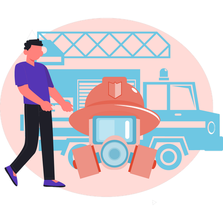 Mann zeigt Notdienst  Illustration