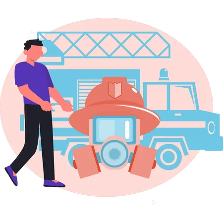 Mann zeigt Notdienst  Illustration