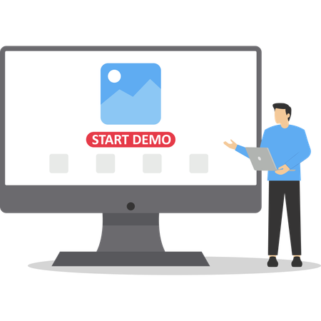 Mann zeigt Social-Media-Demo  Illustration