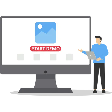 Mann zeigt Social-Media-Demo  Illustration