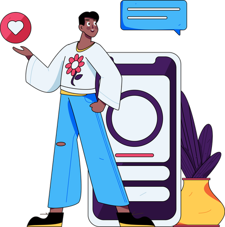 Mann zeigt Social Media „Gefällt mir“  Illustration