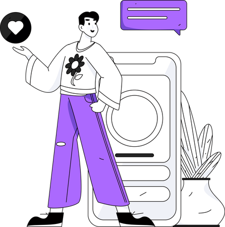 Mann zeigt Social Media „Gefällt mir“  Illustration