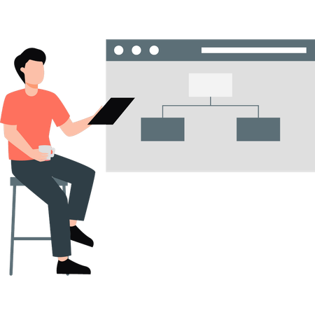 Mann zeigt Webseite-Networking  Illustration