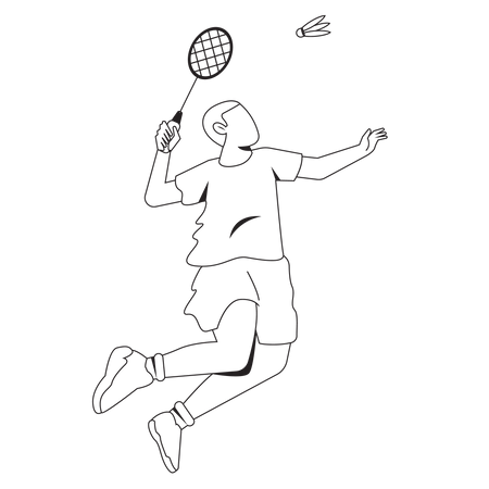 Mann schlägt Badminton  Illustration