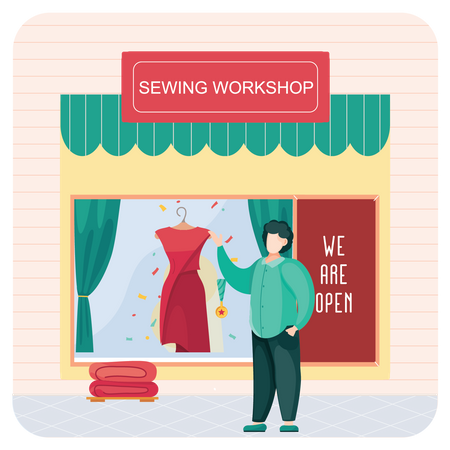Mannequin Showcase at sewing workshop Illustration