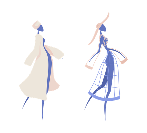 Mannequins in winter outfits  イラスト