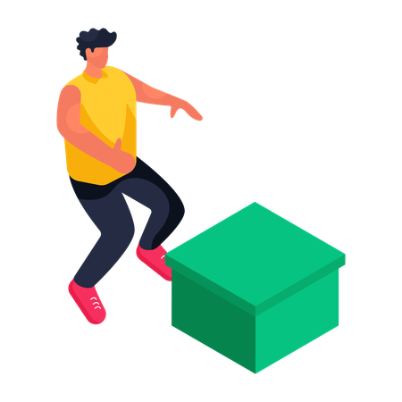 Männliche Ding-Squat-Jump-Übung  Illustration
